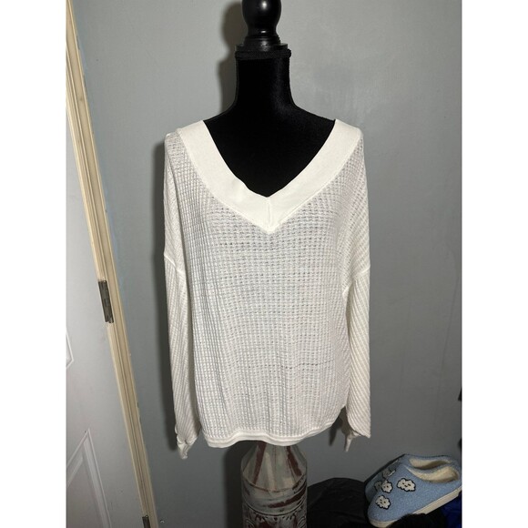 We the Free V neck thermal oversized long sleeve top - Picture 1 of 6